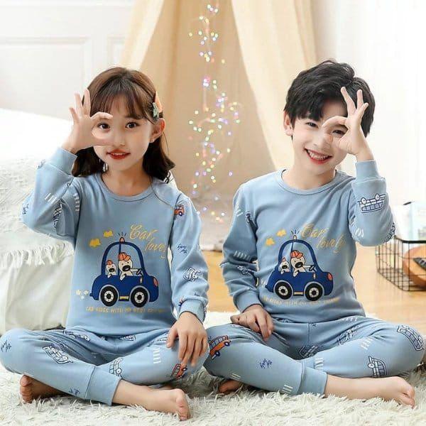 Printed Cotton Jersey Pajama And T - Shirt Set
