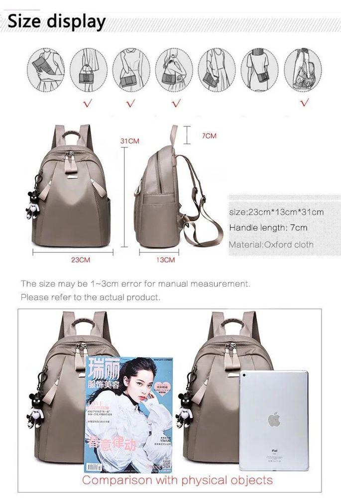 Casual Faux Leather Backpack - 1 Pc Waterproof Multicolor