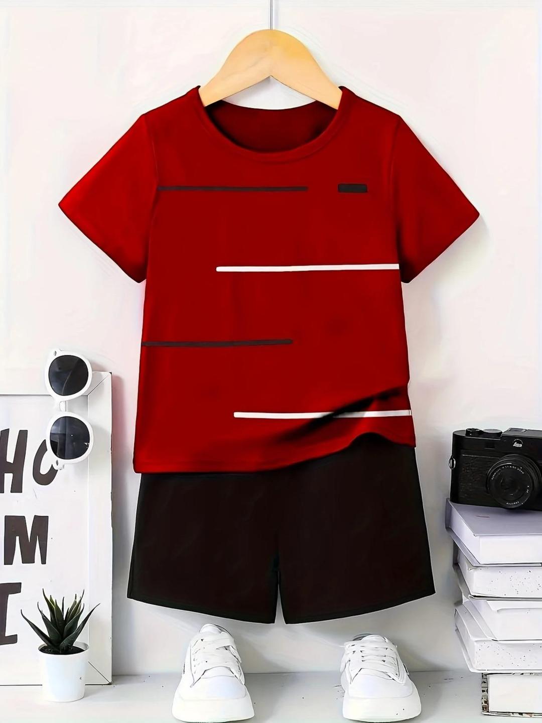 Polyester Printed T Shirt And Trouser Set
