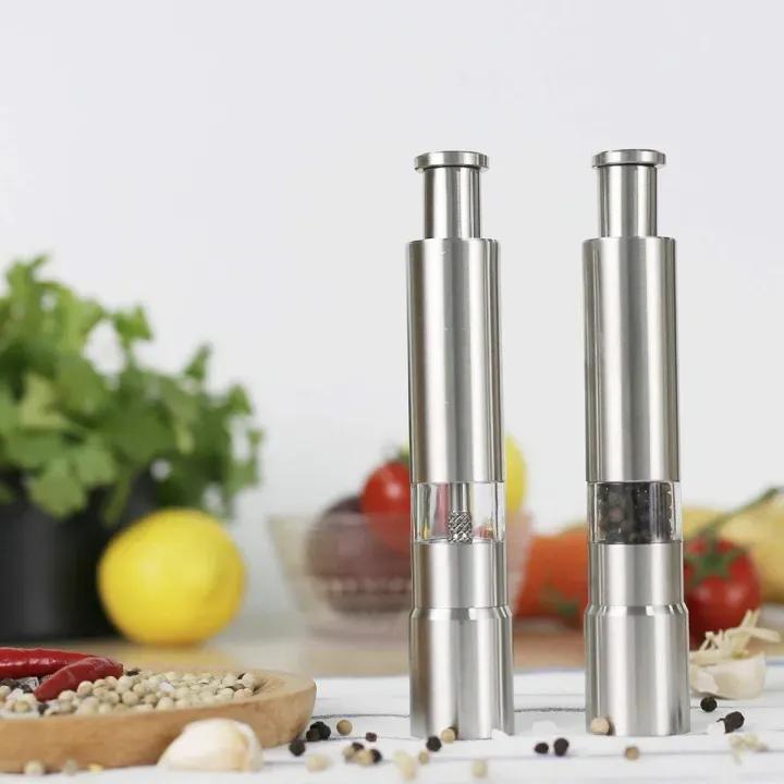 Stainless Steel Salt And Pepper Grinder Set - 2 Pcs For Effortless Flavoring