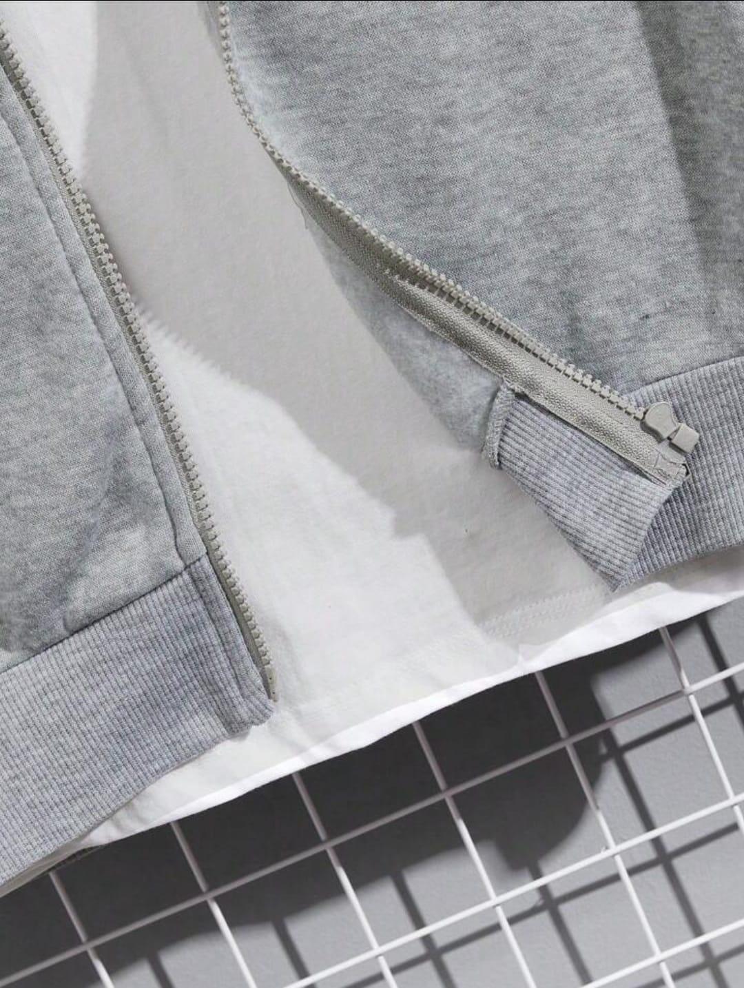 2 Piece Fleece Plain Zipper Track Suit