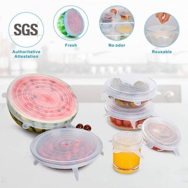 Reusable Silicone Food Covers - Set Of 6