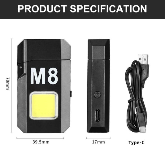 Flameless Lighter Dual Arc Pulse With LED Flashlight