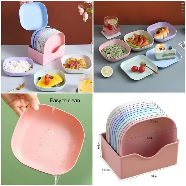 Colorful Plates Set With Stand