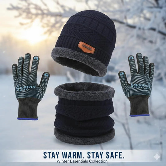 3 In 1 - Cap, Neck Warmer, Gloves Set