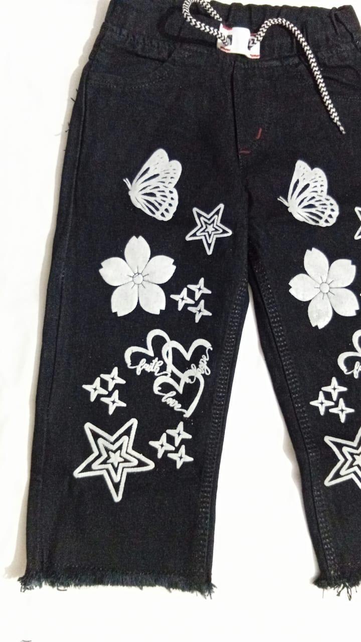 Printed Denim Jeans For The Girls