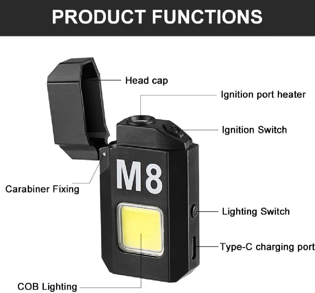 Flameless Lighter Dual Arc Pulse With LED Flashlight