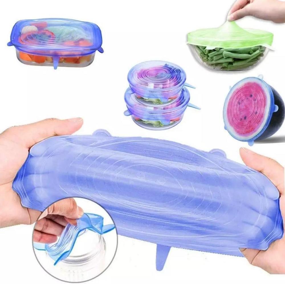 6 Pieces Kitchen Reusable Silicone Stretch Seal Lid