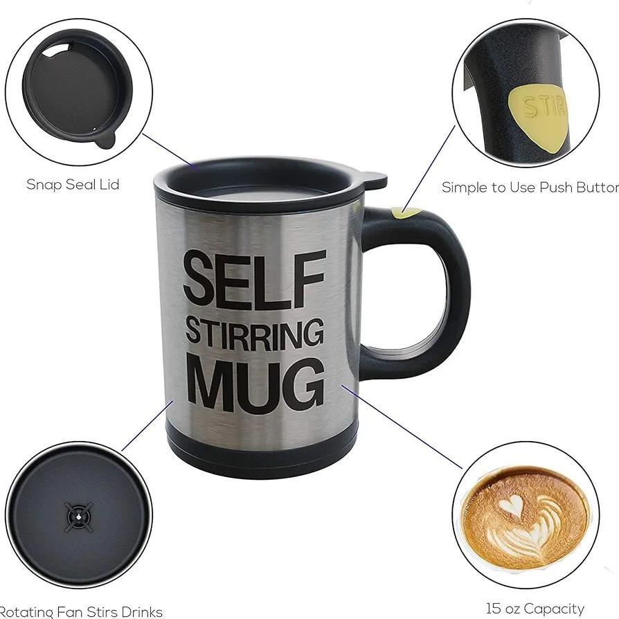 Self Stirring Mug - Insulated Travel Mug For Effortless Mixing