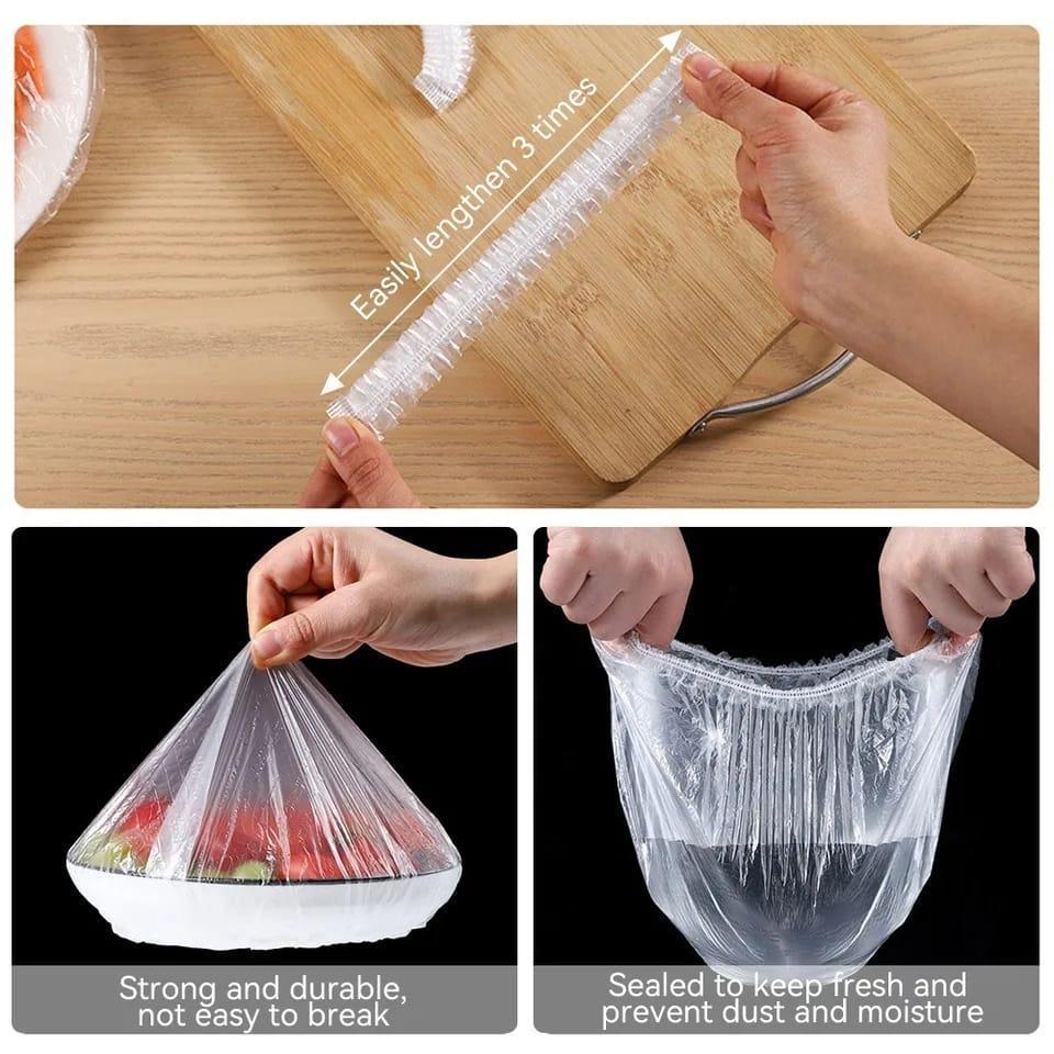 100 Pieces Disposable Plastic Wrap Food Cover