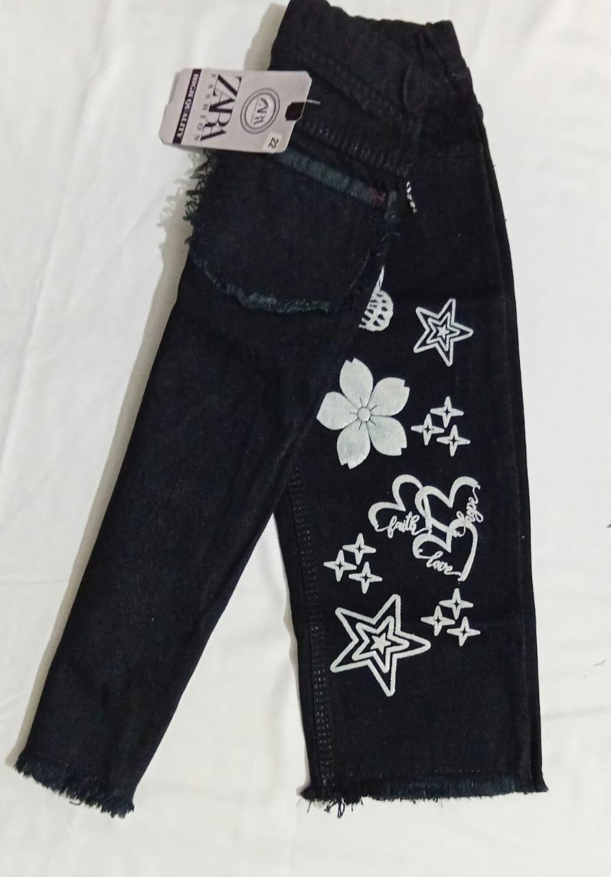 Printed Denim Jeans For The Girls