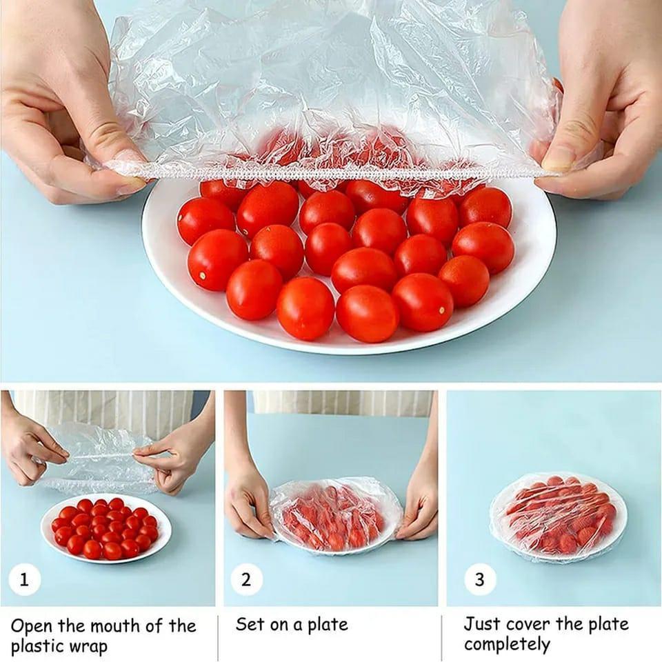 100 Pieces Disposable Plastic Wrap Food Cover