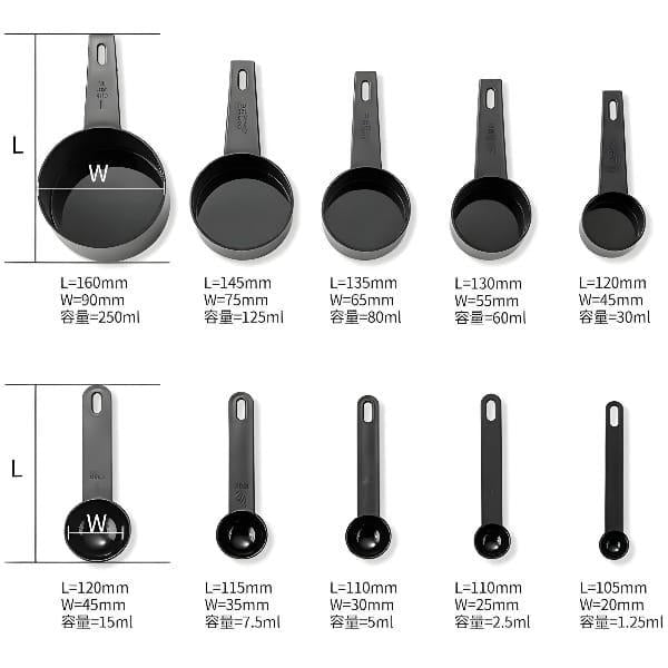 Measuring Cups And Spoons - Pack Of 10