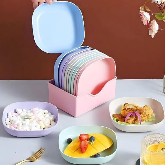 Colorful Plates Set With Stand