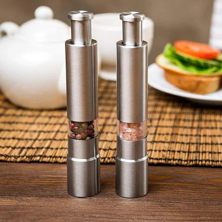Stainless Steel Salt And Pepper Grinder Set - 2 Pcs For Effortless Flavoring