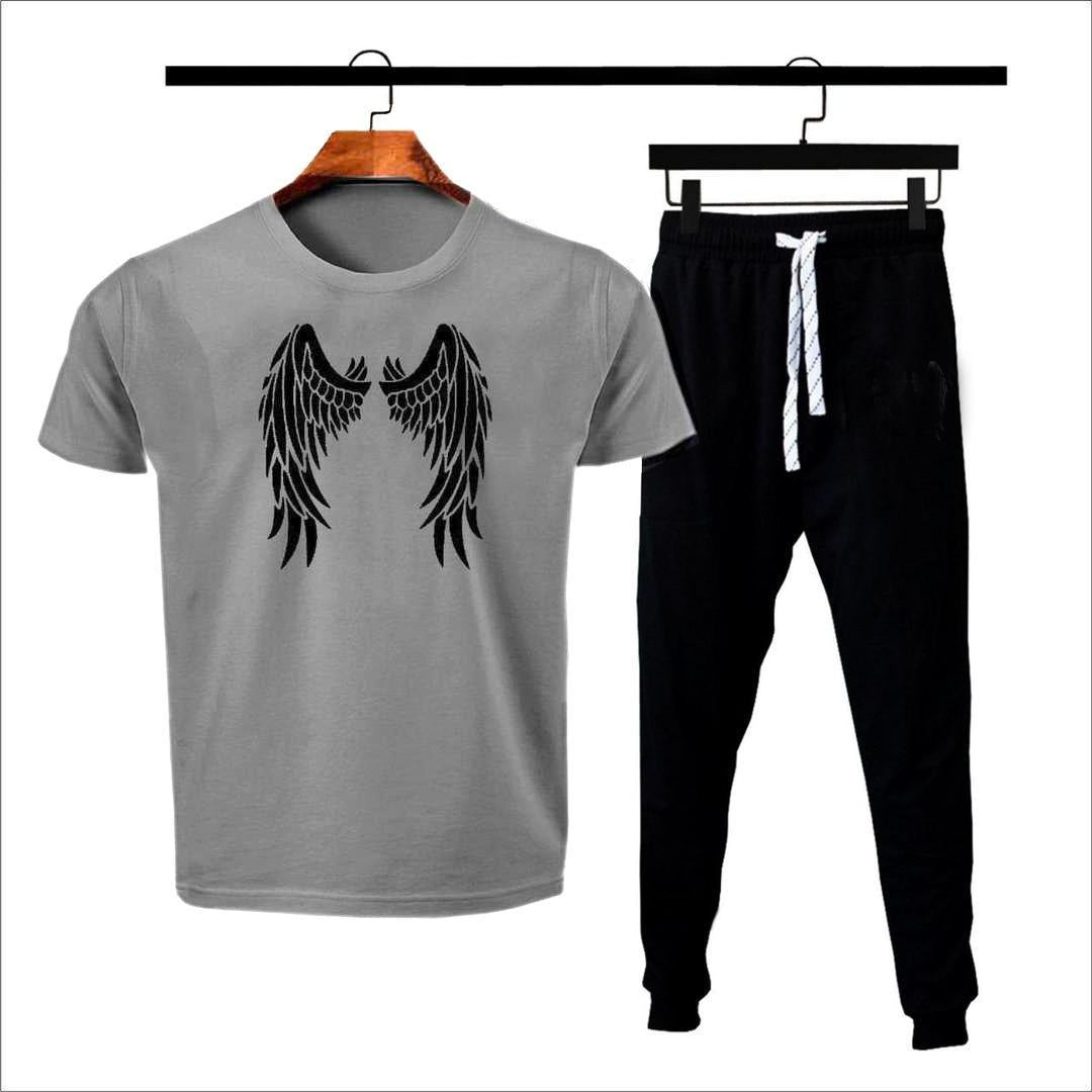 2 Piece Cotton Jersey Printed T Shirt And Trouser Set