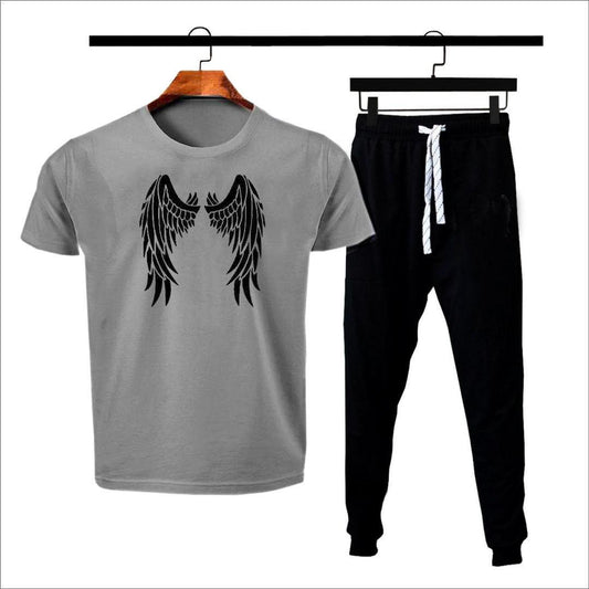 2 Piece Cotton Jersey Printed T Shirt And Trouser Set