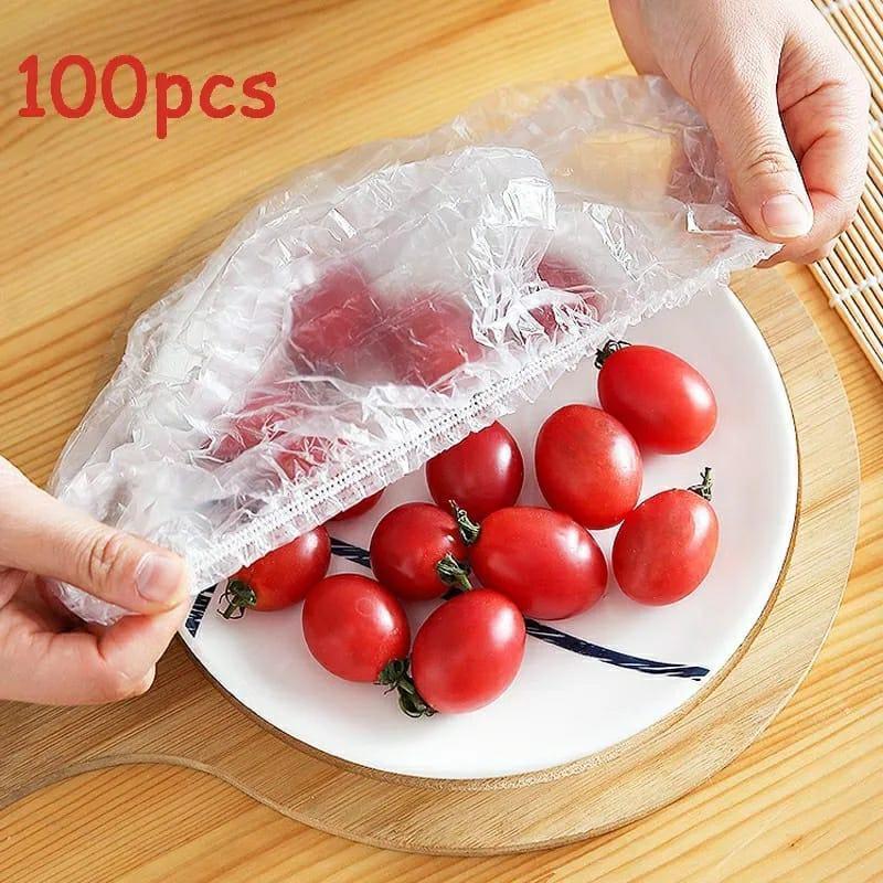 100 Pieces Disposable Plastic Wrap Food Cover