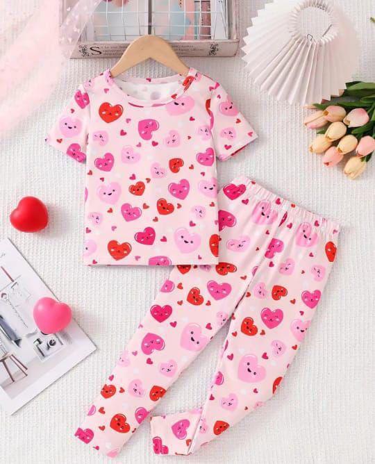 Stitched Cotton Jersey Plain Night Suit