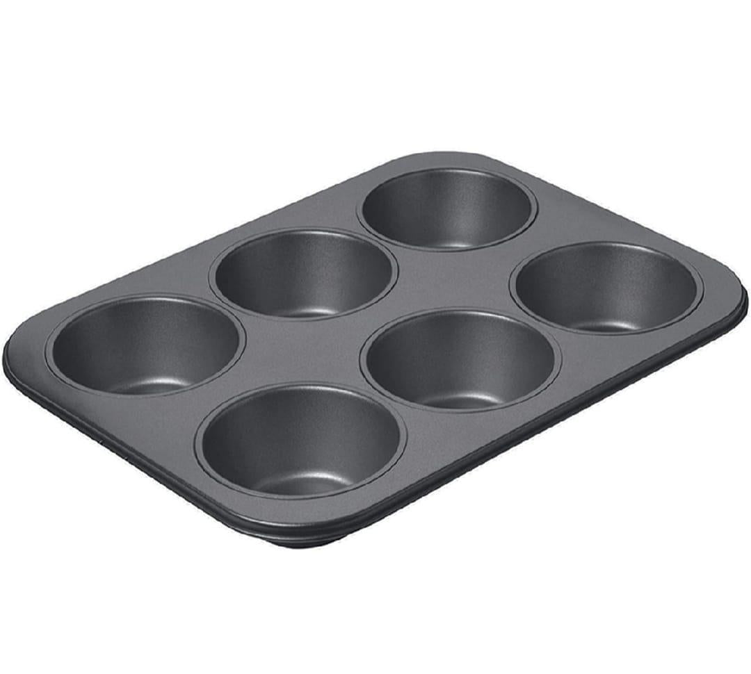 Non-Stick Muffin Pan 6 Cup - Carbon Steel Cupcake Baking Tray