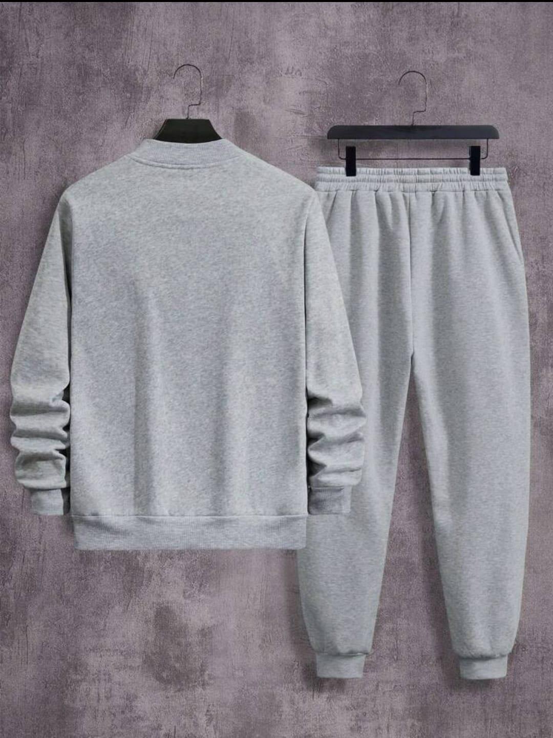 2 Piece Fleece Plain Zipper Track Suit