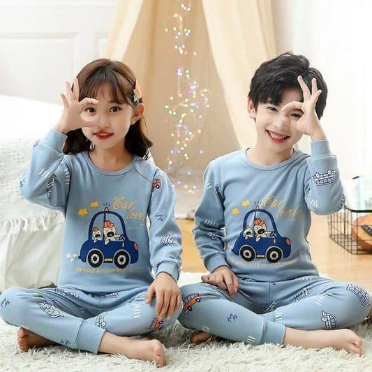 Printed Cotton Jersey Pajama And T - Shirt Set