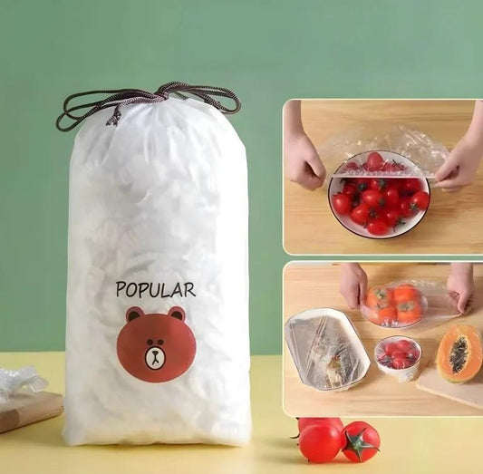 100 Pieces Disposable Plastic Wrap Food Cover