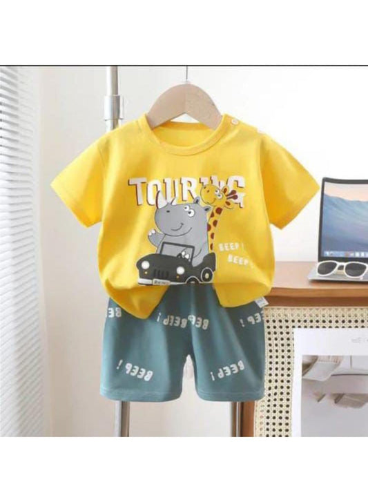 Jersey Printed Shirt And Shorts Set