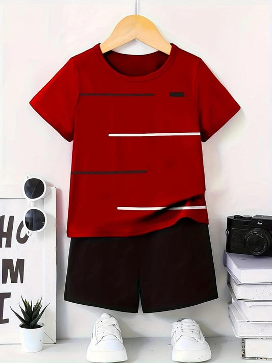 Polyester Printed T Shirt And Trouser Set