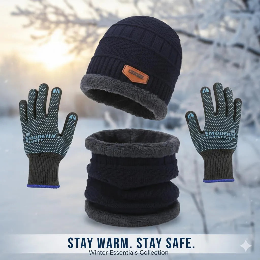 3 In 1 - Cap, Neck Warmer, Gloves Set