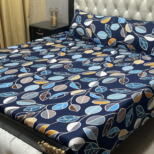 3 Piece Crystal Cotton Printed Double Bed Sheet