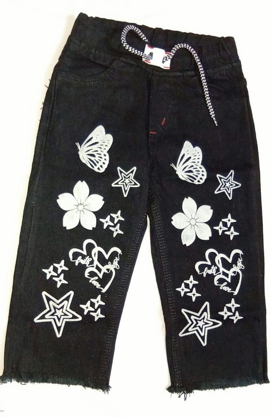 Printed Denim Jeans For The Girls