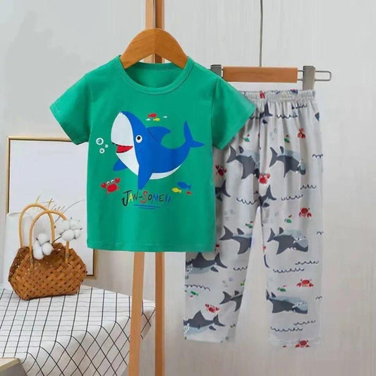 Stitched Cotton Jersey Printed Night Suit