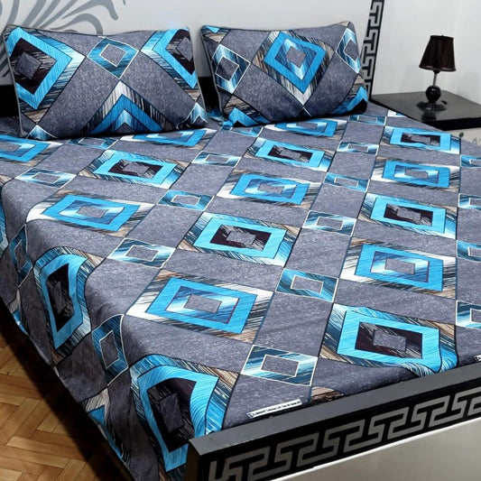 3 Piece Cotton Sotton Printed Double Bed Sheet