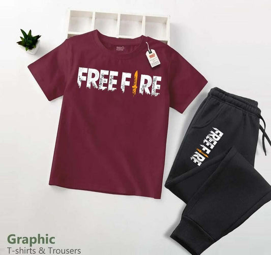 Stylish Printed Cotton Jersey Shirt And Trouser Set