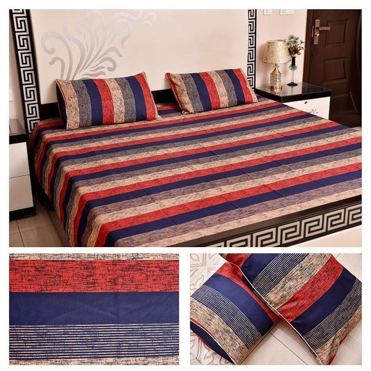3 Piece Crystal Cotton Printed Double Bed Sheet