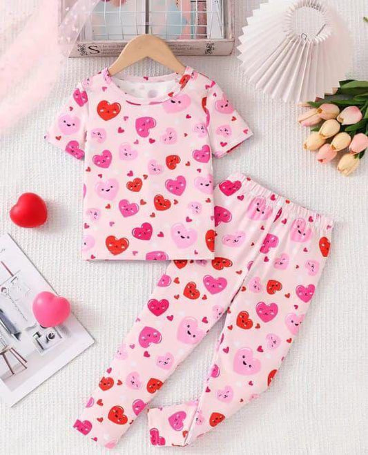 Stitched Cotton Jersey Plain Night Suit