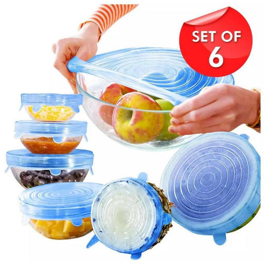 6 Pieces Kitchen Reusable Silicone Stretch Seal Lid